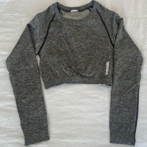 Gymshark XS Gray Seamless Long Sleeve Crop Top